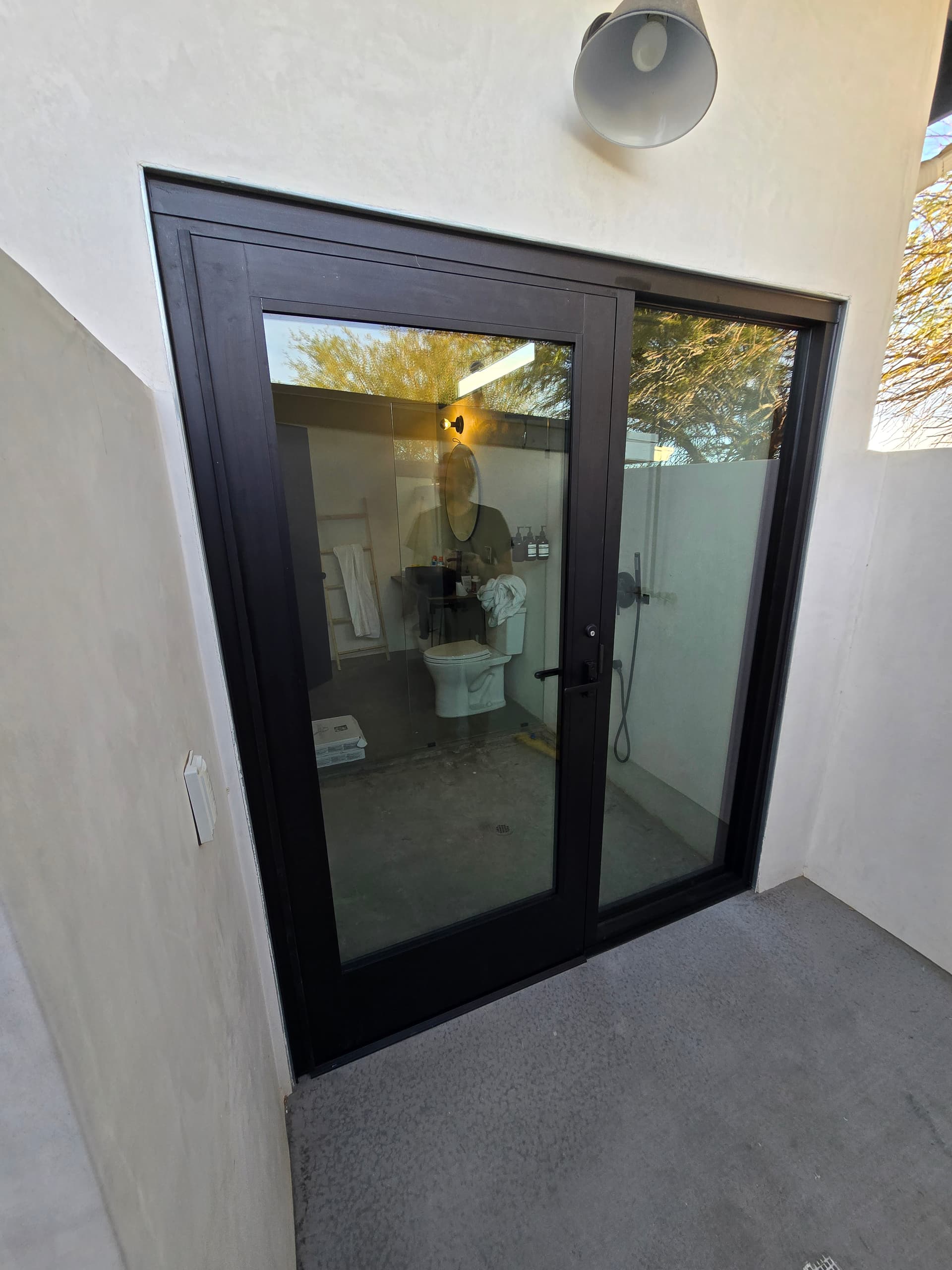 Exterior sliding glass door